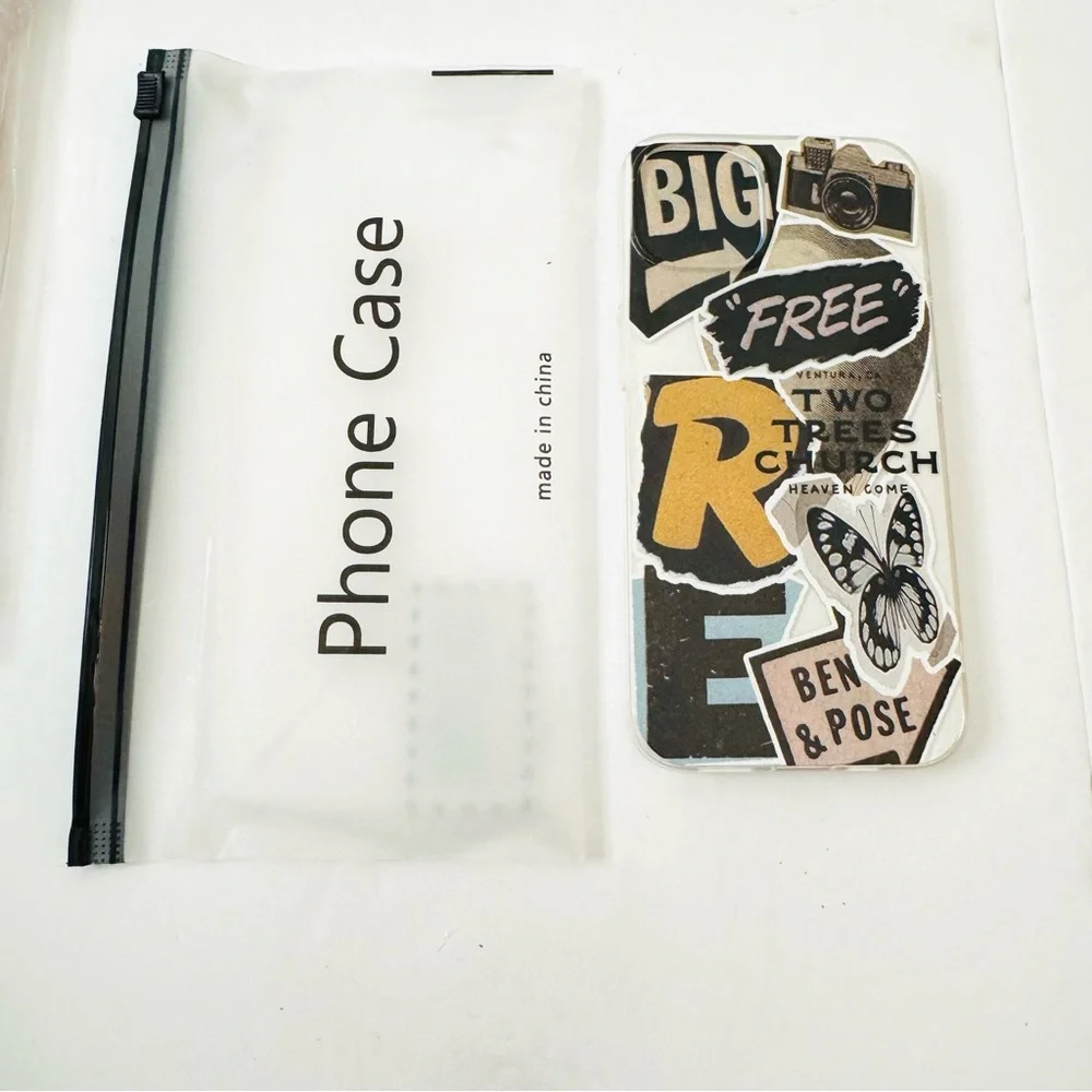 Retro Butterfly Pattern Phone Clear Case for iPhone 15 Plus Shockproof